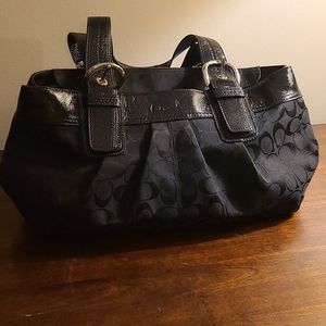 Coach patented leather and cloth purse